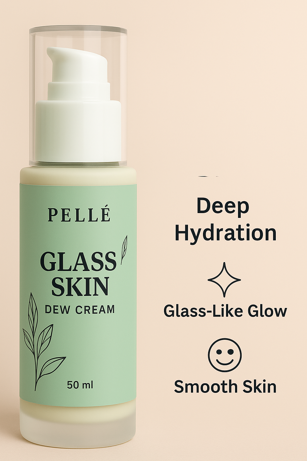 🌿 PELLÉ Glass Skin Dew Cream – Deep Hydration, Dewy Glow, Skin-Smoothing (50 ml)