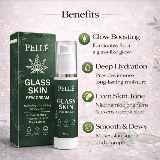 🌿 PELLÉ Glass Skin Dew Cream – Deep Hydration, Dewy Glow, Skin - Smoothing (50 ml) - Pelle