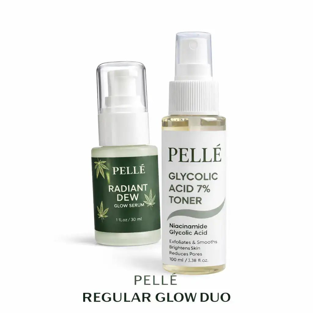 Pellé Regular Glow Duo – Radiant Dew Glow Serum & Glycolic Acid 7% Toner for Bright, Smooth & Even Skin - Pelle
