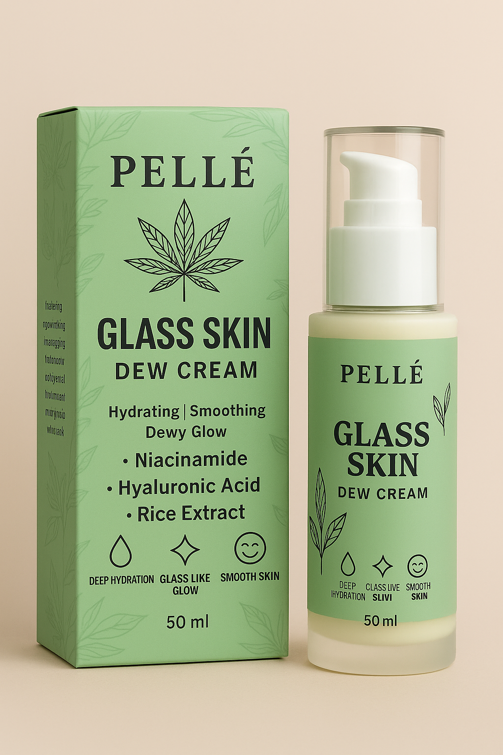 🌿 PELLÉ Glass Skin Dew Cream – Deep Hydration, Dewy Glow, Skin-Smoothing (50 ml)