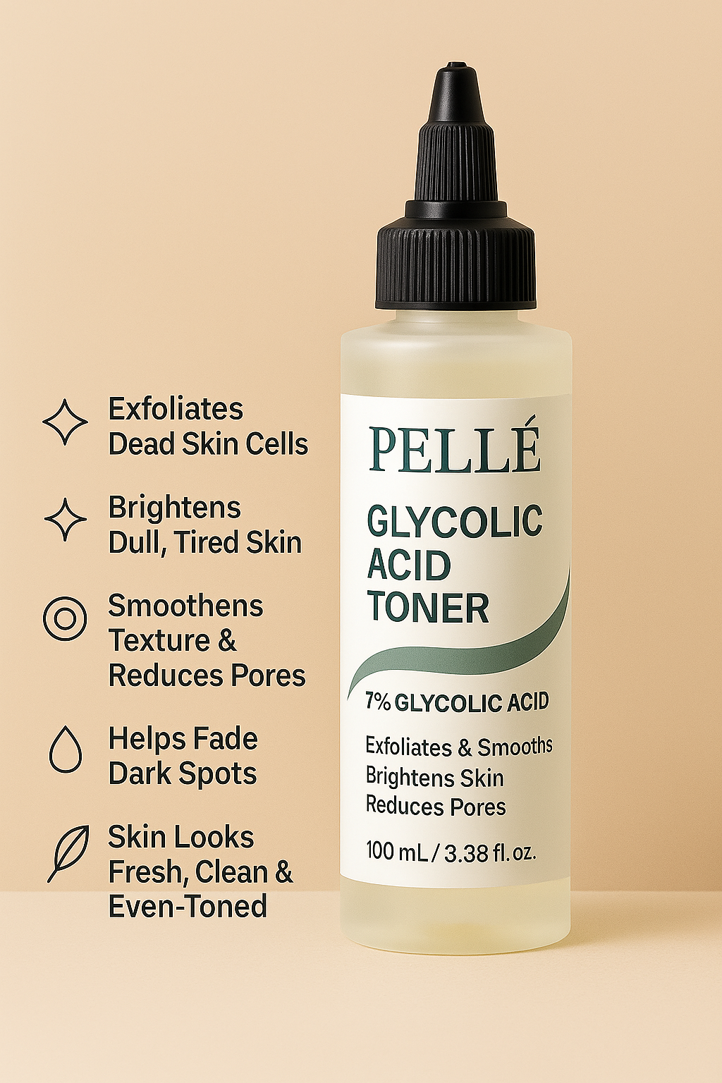 Pellé Glycolic Acid Toner – Deep Exfoliating & Brightening Formula (7% Glycolic Acid) – 100 ml